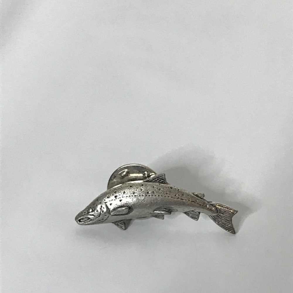 T.S. Brown Silvertone Fish Pin Approximately 1.5”